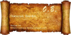 Oancsa Benke névjegykártya